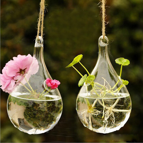 Прозрачная стеклянная подвесная Ваза Бутылка Террариум гидропонный контейнер горшок для растений цветочный DIY настольный Свадебный декор 2022 - купить недорого