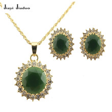 jiayijiaduo African  Wedding Jewelry Set  Gold-color Crystal Necklace Pendant for women Earrings green dress accessories 2024 - buy cheap