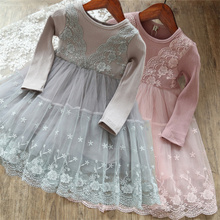 Girl Lace Dress Age 3-8 Baby Kids Princess Dresses Long Sleeved Wedding Party Dress Children Clothes Wedding Gown Formal Events 2024 - buy cheap