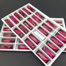 50pcs Princess Baguette Pointback Fancy Stone Fuchsia Color Glass Crystals 5x15mm,7x21mm,8x24mm 2024 - buy cheap