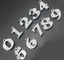 Wholesale Rhinestones Hang Pendant Number 20PCS/lot " 0--9 Can Choose Each Number " Fit For DIY Phone Strips & Keychains 2024 - buy cheap