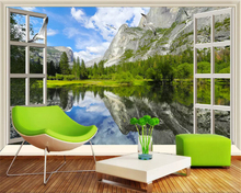 beibehang Custom size window outside the lake and mountains HD classic wallpaper concept 3D background wall papers home decor 2024 - buy cheap