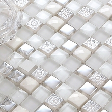 Fosco e brilhante branco mosaico de vidro cristal de diamante de metal quadrado de mosaico para cozinha backsplash chuveiro do banheiro da telha de mosaico azulejos 2024 - compre barato
