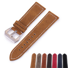 Pulseiras de relógio de couro legítimo fosco, pulseira de couro com fecho de aço inoxidável grande, 18mm 20mm 22mm 24mm