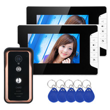 Sistema de intercomunicación de vídeo en Color, 2 monitores de 7 pulgadas, teléfono de puerta con lector de tarjetas RFID, timbre HD, cámara de IR-CUT de 1000TVL 2024 - compra barato