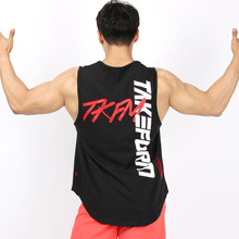 Camiseta com estampa casual para homens, camisa de algodão sem mangas com ginástica, roupa masculina de crossfit, stringer, camiseta sem manga 2024 - compre barato