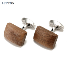 Low-key Luxury Walnut Wood Cufflinks For Mens High Quality Lepton Square & Ellipse walnut Cuff links Men Shirt Cuffs Cufflink 2024 - buy cheap