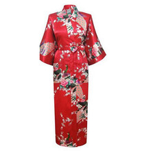 Bata de rayón roja para mujer, ropa de dormir femenina, Kimono Yukata china, lencería Sexy con flores, tallas grandes M, L, XL, XXL, XXXL 2024 - compra barato