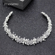 Crystal Pearl Hairbands Wedding Hair Accessories Luxury Handmade Headpiece Women Crowns Pageant Hair Vine Headband Women Jewelry 2024 - buy cheap