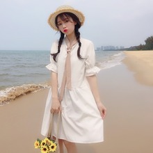 Summer Women's New Japanese Sweet High Waist Slim Dress Campus Student College Elegant Sweet Dress 2024 - buy cheap