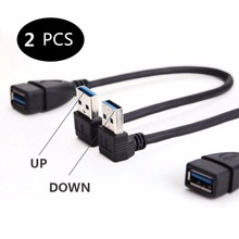 Superspeed usb 3.0 cabo de dados de extensão, macho para fêmea, cabo de dados de extensão para cima e para baixo, 2 peças (20cm, 8 polegadas) 2024 - compre barato