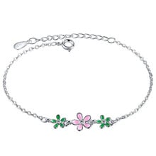 New Fashion Drip Glaze Epoxy Beautiful 925 Sterling Silver Jewelry Leaves Flower Daisy Sweet Female Bracelets  SB141 2024 - buy cheap