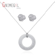GNIMEGIL Round Circle Pendant Necklace+Mesh Stud Earrings Jewelry Sets for Party Women Christmas Party Jewelly Gifts 2024 - buy cheap