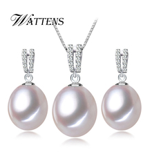 WATTENS Accessories natural Freshwater Pearl Jewelry Sets ,pearl pendant Necklace Earrings ,Wedding Jewelry Sets for women Love 2024 - buy cheap