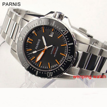 Мужские часы Parnis с черным циферблатом, автоматические водонепроницаемые часы с керамической рамкой и сапфировым стеклом, 43 мм, W986 2024 - купить недорого