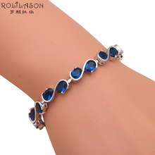 ROLILASON wedding items Navy Blue Zircon S design silver Bracelets for Women Wholesale Retail Crystal fashion jewelry TB868 2024 - buy cheap