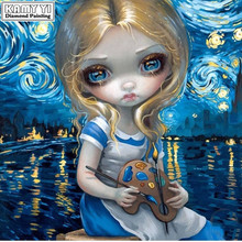 Kamy yi 5d diy pintura diamante bordado pintura a óleo menina quadrado completo/redondo diamante mosaico pintura diamante decoração yy 2024 - compre barato