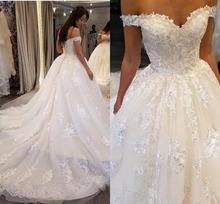 Vestidos de novia de encaje con apliques, escote Corazón, Espalda descubierta, hombros descubiertos, otoño 2024 - compra barato