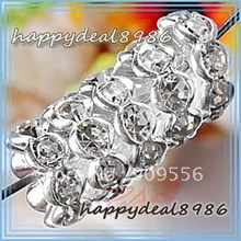 P01-4,wholesale! Free shipping! 4mm Silver plated rondelle Wave edge rhinestone crystal spacer beads,Grade A,100pcs/lot 2024 - buy cheap