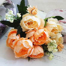 Meldel flores de rosas artificiais de alta qualidade, 7 cabeças, peônia pequena de 30cm, buquê diy, decoração de casa, festa de casamento, flores de seda falsas 2024 - compre barato