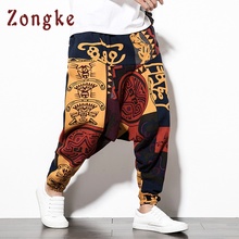 Мужские брюки-шаровары Zongke, свободные брюки в китайском национальном стиле в стиле хип-хоп, спортивные штаны для бега, весна 2020 2024 - купить недорого