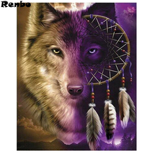 Full square round 3d Rhinestone Painting Home Decor diy 5d diamond painting Dream catcher wolf mosaic Diamond Embroidery Pattern 2024 - buy cheap