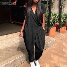Summer Romper Jumpsuits Overalls Women's One-piece Jumpsuits Short Sleeve Sexy Deep V-Neck Loose Jumpsuits Casual Clothing 2024 - buy cheap