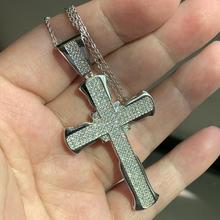 Sparkling Vintage Jewelry Hot Sale 925 Sterling Silver Pave White Clear 5A Cubic Zirconia Cross Pendant Women Wedding Necklace 2024 - buy cheap