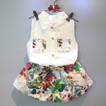 Ropa para niños de 2 a 8 años, pantalones cortos con flores + chaleco, camisas, traje de verano, conjuntos de ropa de estilo coreano para niños pequeños 2024 - compra barato