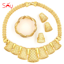 Sunny Jewelry Fashion Jewelry 2021 Women Bridal Wedding Jewelry Sets High Quality Lock Necklace Earrings Bracelet Ring For Party 2024 - buy cheap