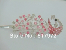Милая девушка сияющая розовая кристальная резная Павлин Посеребренная Шпилька заколка для волос зажим для волос женский подарок для вечеринки 2024 - купить недорого