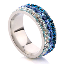 Free Shipping Wholesale Fashion Stainless Steel Ring Color Changed Lines(blue) Crystal Jewelry 2024 - buy cheap