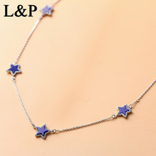 Elegant Lapis Lazuli 925 Sterling Silver Star Pendants&Necklace For Women Girl,Natural Afghanistan Lapis Lazuli Necklace Jewels 2024 - buy cheap