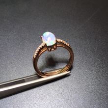 Женское кольцо с натуральным огненным опалом, из стерлингового серебра 925 пробы, 6 мм * 8 мм, ювелирное изделие 2024 - купить недорого