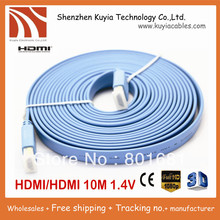 Free shipping+Wholesales 10M/33FT Full 1080P 3D Flat HDMI Cable 1.4v male to male for XBOX /PS3 HDTV 2024 - buy cheap