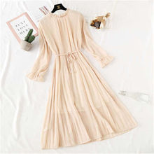 Floral Print Chiffon Dress 2019 Women Spring Flare Sleeve Ruffle Pleated Long Dress Elastic Waist Vintage Femme Vestidos W86 2024 - buy cheap