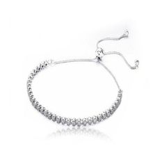 Pulseiras femininas de strass embutido, pingente de prata ajustável, caixa, pulseiras e braceletes, joias de casamento para presente 2024 - compre barato