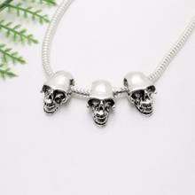 Vintage Silver Skull Beads fit Pandora Charms DIY European Bracelets for Metal Jewelry Making 43pcs/lot 2024 - buy cheap