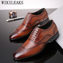 Zapatos de cuero calado clásicos para hombre, calzado de vestir italiano, Oxford, de lujo 2024 - compra barato