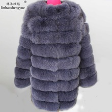 Linhaoshengyue-abrigo de piel de vaca Natural, prenda larga de 90CM, Natural ,Real 2024 - compra barato