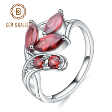 GEM'S BALLET-Anillo de Plata de Ley 925 con piedra preciosa granate roja Natural para mujer, sortija con forma de hoja, joyería fina de boda, 2,38 CT 2024 - compra barato