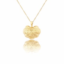Traditionnal China Lock "fazer você safty para sempre" jóias da cor do ouro pingente com 45/60 cm cadeia colar 2024 - compre barato