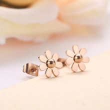 AENINE Vintage Daisy Sun Flower Stud Earrings Titanium Steel Rose Gold Wedding Earrings For Women Boucles D'oreilles AE17028 2024 - buy cheap