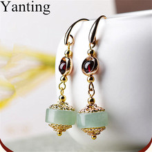 Yanting Handmade Dangle Earrings For Women Garnet Aventurine Pendant Earings Vintage Earrings With Stones Gift For Female 0439 2024 - buy cheap