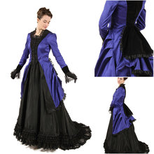 História! vestido estilo vitoriano azul feito pelo cliente, vestido 1860s para guerra civil, traje de teatro scarlette, vestido de renascimento para halloween 2024 - compre barato