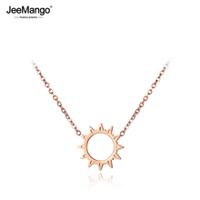JeeMango Classic Stainless Steel Chains Necklace Jewelry Hollow Sun Flower Pendant Neckalces Bridal Wedding Jewelry JN18030 2024 - buy cheap