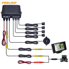 FEELDO Car 4-sensor Parking Sensor With 3.5inch Monitor and 4-LED CCD Camera Rear View Reversing System 2024 - buy cheap