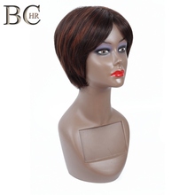 Bchr peruca sintética de cabelo curto em linha reta para mulheres, peruca de cabelo curto marrom, perucas de bob alta temperatura 2024 - compre barato