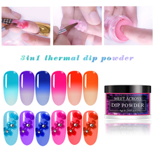 12 colores térmica de inmersión de polvos de Color cambiando Dip uñas polvo esmalte de uñas en Gel pigmentos 3 en 1 para manicura 2024 - compra barato