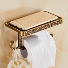 Antique Carved Zinc Alloy Wall Mounted Paper Holder Toilet Roll Tissue Holder Mobile Phone Stand With Shelf Bathroom Towel Rack 2024 - buy cheap